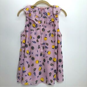 Juicy Couture pink with lemon print sleeveless blouse